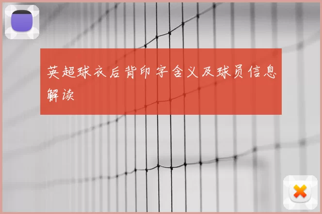 英超球衣后背印字含义及球员信息解读